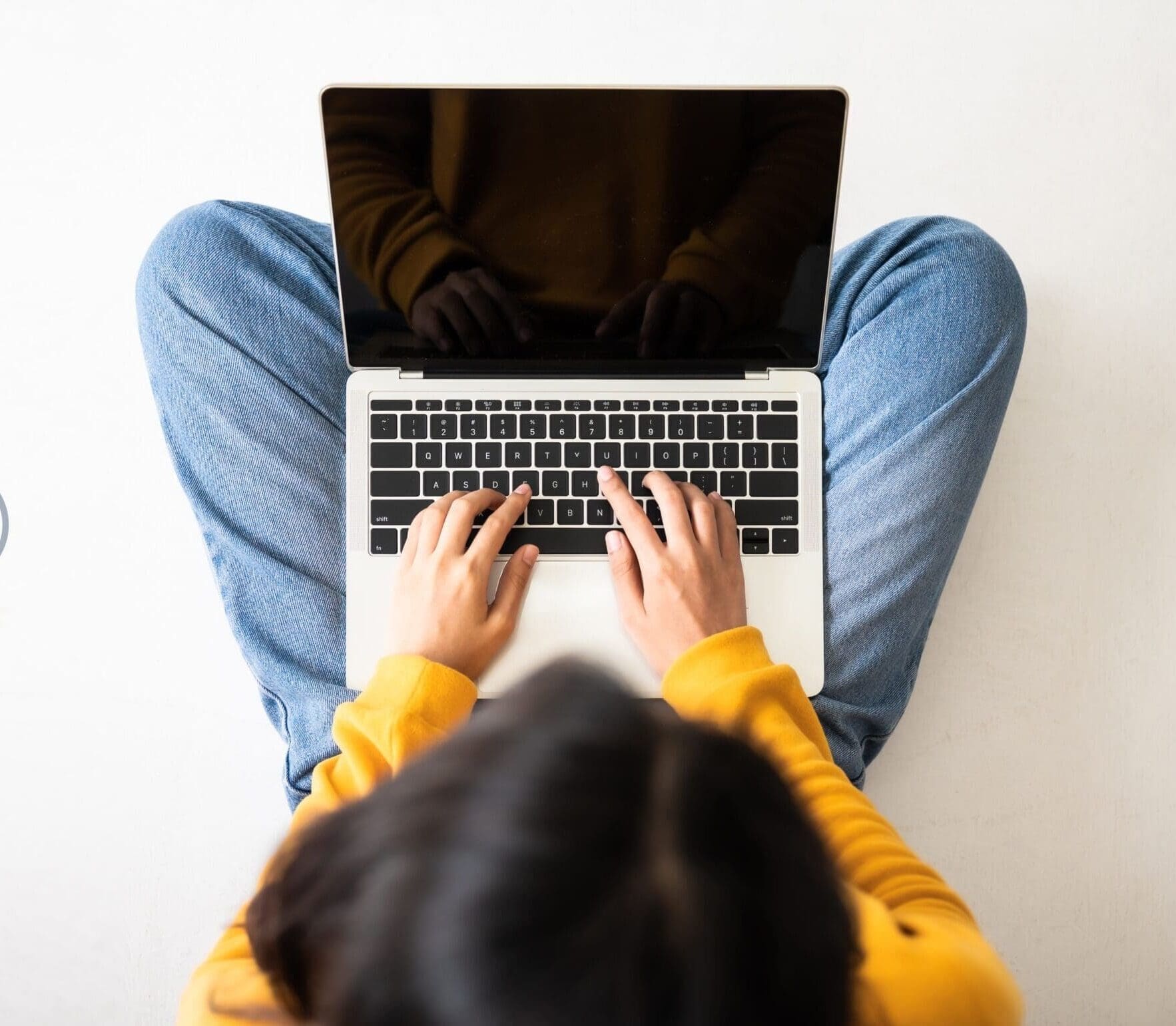 Top view of women use computer laptop to find what they are interested in. Searching information data on internet networking concept